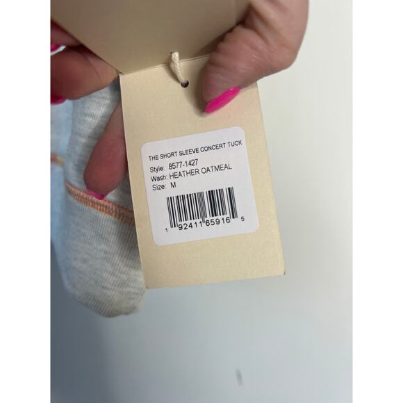 NWT Mother Short Sleeve Concert Tuck Cotton Blend Crewneck Top Gray Size: Medium - Picture 6 of 8